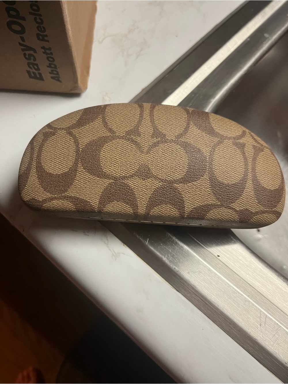 Coach Signature Monogram Hard Case in Tan and Brown
